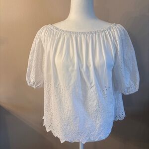 GAP White Eyelet Off-Shoulder Blouse